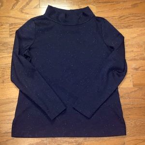 💙 Ann Taylor mock turtleneck navy speckled top size medium.